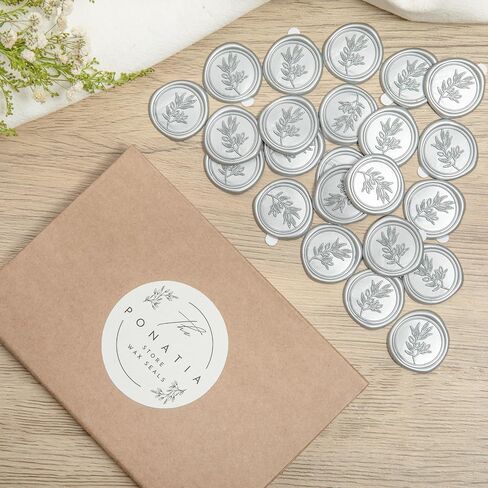 PONATIA Black Wax Seal Stickers - Wedding Invitation Seal Stickers, 50 Pcs Self- Adhesive Wax Seals, Perfect for Invitation Cards, Envelopes Christmas Cards, Gift Wrapping, Party Menu Decor in Saudi Arabia