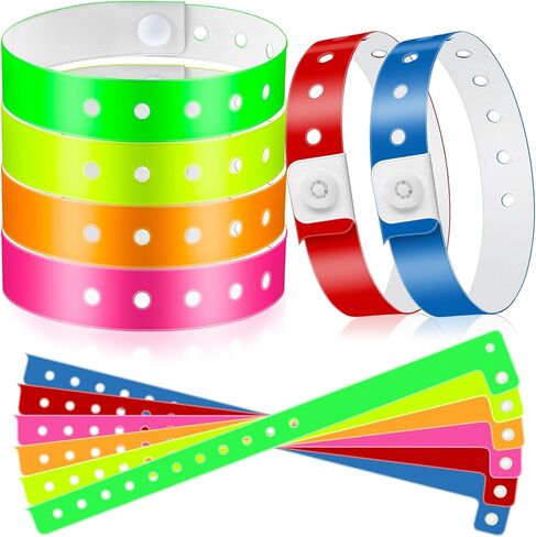 Jetec 48 Pieces Vinyl Wristband Plastic Event Wristband Colored Wristband for Events Concerts Carnivals Nightclubs, Multi-Color (Classic Style) in Saudi Arabia