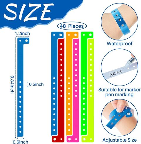 Jetec 48 Pieces Vinyl Wristband Plastic Event Wristband Colored Wristband for Events Concerts Carnivals Nightclubs, Multi-Color (Classic Style) in Saudi Arabia