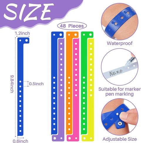 Jetec 48 Pieces Vinyl Wristband Plastic Event Wristband Colored Wristband for Events Concerts Carnivals Nightclubs, Multi-Color (Classic Style) in Saudi Arabia