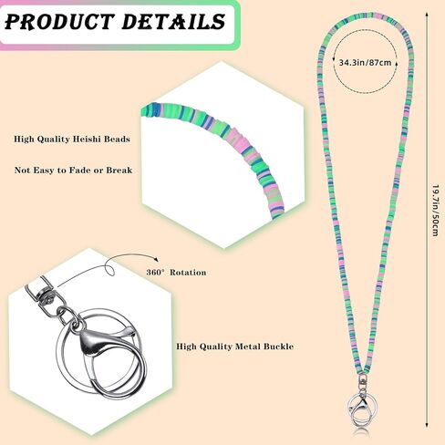 Ornaland 4 PCS Lanyards for Id Badges Teacher Lanyard Lanyard Beaded Bohemian Lanyard مناسبة للاشتراح المكتبي أو كهدية in Kuwait