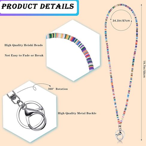 Ornaland 4 Pcs Lanyards for id Badges Teacher Lanyard Beaded Lanyard Bohemian Lanyard Suitable for Office Leisure or As Gift in Kuwait