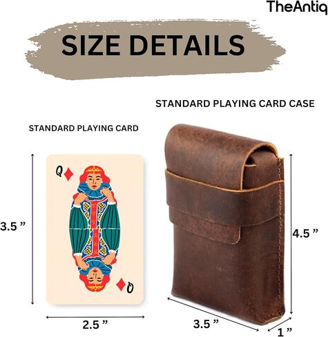 Green Leather Playing Card Holder Cases - Full-Grain Genuine Leather Playing Card Storage Box - Handcrafted Game Card Storage Case, Fits Poker & Bridge Size Cards Travel Case Single Deck in Kuwait