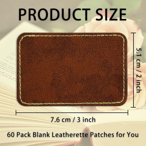 Laser Engraving Leather Patches for Hats,Laserable Leatherette Patches Iron on,Blank Engravable Faux Leather with Heat Press Adhesive,Rectangle Engraver Leather Material Supplies 50 Pack (3x2 Inches) in Saudi Arabia