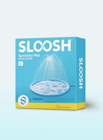 SLOOSH Splash Pad Sprinkler Mat - 6ft Tropical Leaves Outdoor Water Play Toys for Kids Dogs, Backyard Summer Party Decor Outside Water Games Fountain Pool Children Boys Girls Toddlers Baby (Blue) in Kuwait