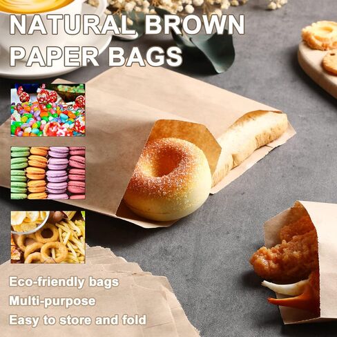 Outus 1000 Pcs Mini Flat Kraft Paper Bags Natural Treat Popcorn Party Favor Silverware Envelope Merchandise Bags for Cookies Desserts Snacks Sandwiches Chocolate Candy (5 x 7 Inch) in Saudi Arabia