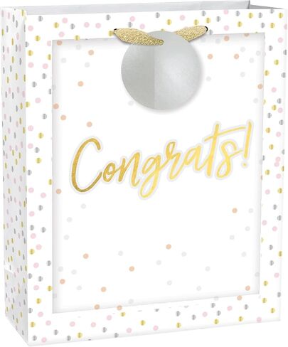 Large Paper Gift Bag with Hang Tag - 13" x 10.5" x 5", 1 Piece - Perfect for Celebrations, Hello Baby Girl Dots in Saudi Arabia