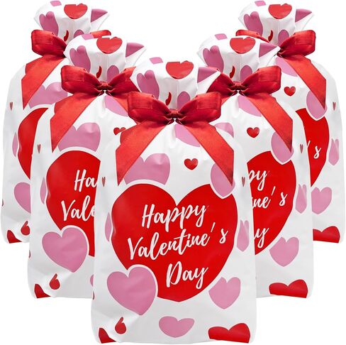 Jexila 50PCS Easter Drawstring Candy Bag Easter Treats Bags 6''X9'' Plastic Easter Goodie Bags for Kids Classroom Party Favor Pouch in Saudi Arabia