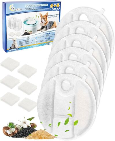 16PCS Cat Fountain Filter Replacement Compatible with Petlibro Water Fountain 2.1Gal/8L Capsule Dog Fountain PLWF008, Pet Water Fountain Filter Dog Water Bowl Fountain for Medium to Large Dogs in Kuwait