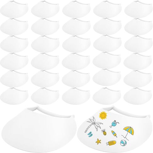 32 Pcs Adjustable Foam Visors Bulk Summer Sun Foam Visors Elastic DIY Sun Visor Hat for Adult Kids Class Crafts Outdoor in Kuwait