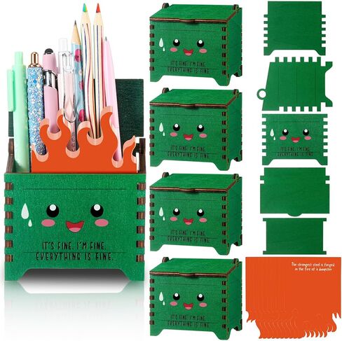 SHERR Superior Support Superior Dumpster Despster Desk Associory Honor Honor Homiination Homeization Bulk Funny Wooden Pencil Holder with Fire Fil Flame Sticky Notes for Team Cowhork Office Amstrict (24 set) in Saudi Arabia