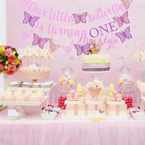 Butterfly Kisses Birthday Wishes Party Decor Purple Glitter Butterfly Kisses Birthday Wishes Banner for Butterfly Themed Baby Shower 1st 2nd 3rd 4th Birthday Party Supplies Decorations in Saudi Arabia