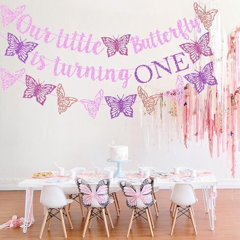 Butterfly Kisses Birthday Wishes Party Decor Purple Glitter Butterfly Kisses Birthday Wishes Banner for Butterfly Themed Baby Shower 1st 2nd 3rd 4th Birthday Party Supplies Decorations in Saudi Arabia