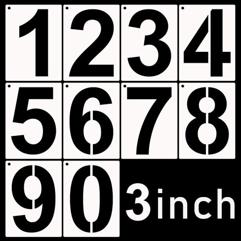 DXCYZ 3 Inch Tall Number Stencils Kit 0-9 Address Number Stencil, 10PCS Reusable Plastic Painting Number Templates for Mailbox Signs, Door, Cars, Trucks, Home, Business, Window in Saudi Arabia