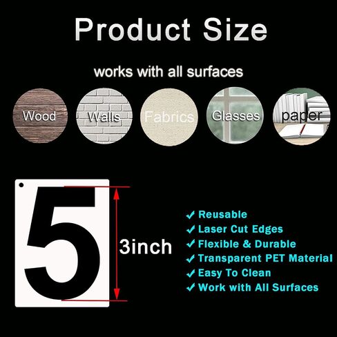 DXCYZ 3 Inch Tall Number Stencils Kit 0-9 Address Number Stencil, 10PCS Reusable Plastic Painting Number Templates for Mailbox Signs, Door, Cars, Trucks, Home, Business, Window in Saudi Arabia