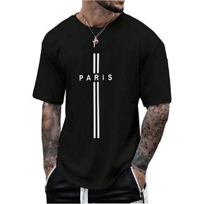 SOLY HUX Men's Summer Letter Graphic Short Sleeve Crew Neck T Shirt Drop Shoulder Casual Tee Tops