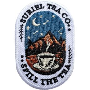 Suriel Tea Co Patch, Sew On Iron On Book Patches Embroidery Patches for Clothes Backpacks Hats Jeans Bag, Embroidered Patches, Aesthetic Bookish Patches, DIY Iron On Patch for Book Lovers