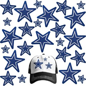 24PCS of These Blue Star Embroidery Patches Versatile DIY Appliques. Can be Ironed or Sewn. Ideal for Decorating Jackets, Hats, Backpacks, Jeans & More to Give Them a Fresh Look.