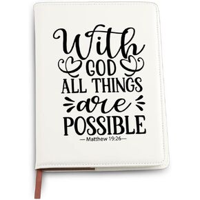 Religious Gifts Inspirational Christian Leather Notebook Encouragement Quote Gift With God All Thing are Possible Faith Journey Notebook (With God All Things are Possible Notebook)