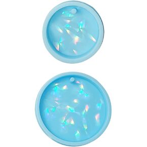 Holographic Resin Molds, Round Keychain Pendant Silicone Mold for Epoxy Resin Handmade Art DIY Charms Mold