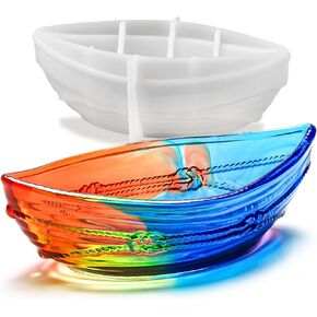 Pirate Ship Shape Resin Molds Silicone Boat Shape Resin Storage Tray Mold Concrete Ceramic Flower Pot Crafts Casting Clay Candle Vessel Silicone Mold DIY Jewelry Trinket Candy Bowl Home Decor