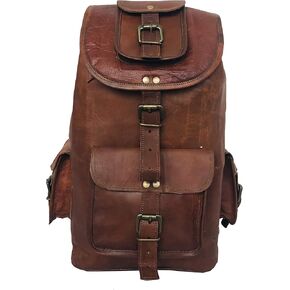 cuero 16'' Genuine Leather Vintage Handmade Casual Messenger Laptop Backpack Travel Rucksack Bag