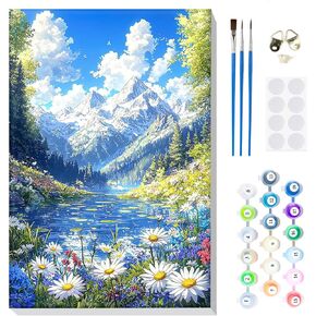 MOGTAA Landscape Paint by Number Kit for Adults Beginners Framed, Adult Paint by Number Kits On Canvas, Easy Adults' Paint-by-Number Kits, DIY Oil Painting Kits for Home Decor, 8x12in
