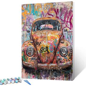 Tucocoo Street Graffiti Vinyl Record Paint by Number for Adults Canvas Colorful CD Album Cover DIY Painting Kit Include Acrylic Paints&Paintbrush Retro 90s Home Wall Decor 16x20inch No Frame