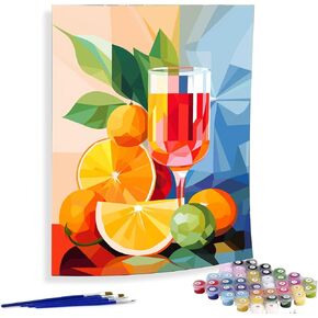 Diymood Paint by Numbers Kits for Adults Drinks, DIY Oil Painting Fruits Acrylic Paint by Number for Adults Beginner with Brushes for Home Wall Decor 16x20 inch