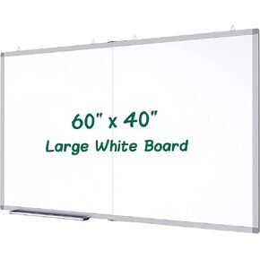 White Board Dry Erase 60 x 40，Large Magnetic Whiteboard for Wall 5' X 3' Dry Erase Board Foldable with Long Marker Tray-Mounted Aluminum Memo Board Supplies for School Office & Home