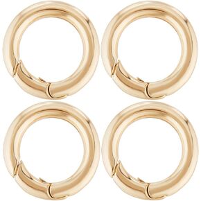 Beebeecraft 1 Box 5Pcs Spring Gate Rings 18K Gold Plated O Rings Clip Keychain 23mm Round Carabiner Clips Keyrings Snap Hook Buckle for Jewelry Making Keyring Buckle