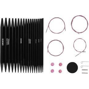 Circular Knitting Needles Set, 3 to 6mm Interchangeable Circular Needles, Short Round Knitting Needles, Circular Knitting Pins Cable Needles for Crafting