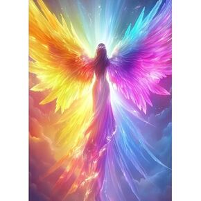 Maxbye Rainbow Angel Diamonds Painting Kits للبالغين ، 5D Diy Art Kit Kit Clow Round Round For Beginners ، Paint by Diamonds Dot Gem Arts and Crafts Crystal Pets for Home Wall Decor 12x16in