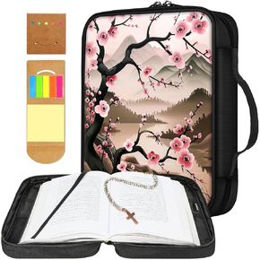 Bible Cover for Women, Rose Theme, Bible Case, Bible Bag, Large Space, Multiple Zippered Pockets, Waterproof Canvas, Bible Holder Case - Perfect for Christian Gifts