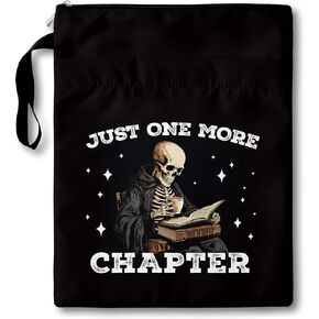 Gothic Book Sleeve with Zipper, Skeleton Book Covers for Paperbacks with Pocket, Book Pouch Gifts for Book Lover Book Club, Bookish Idea for Bookmate, One More Chapter Book Sleeve Protector -35