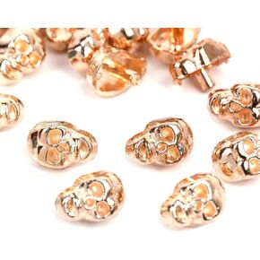 RUBYCA Skull Head Rapid Rivets and Studs, Metal Double Cap Compression Rivets, Speedy Rivets for Fabric Leather Craft Crafting, Gold Color (50 Sets)
