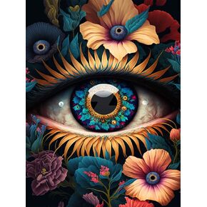 Meothan Eye Diamond Painting Kits for Adults - Eyes Diamond Art Kits for Adult Beginner, Full Round Drill Flower Eyes Gem Art Kits for Gift Home Wall Decor (16x12 inch)
