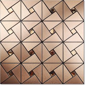 Vamos Tile Peel and Stick Backsplash Tile - Metal Tile Stick on Backsplash for Kitchen and Bathroom Black Windmill Puzzle Glass Mixed Self Adhesive Mosaic Tiles(12"x12"x10 Sheets)