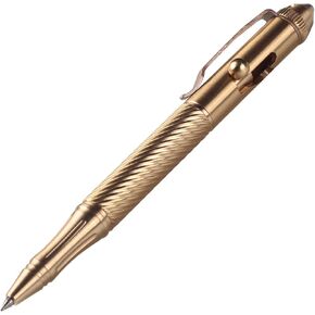 SMOOTHERPRO Solid Brass Bolt Action Pen with Tungsten Part Heavy Duty for Gift Business Office EDC Pocket Color Natural (BTA971)
