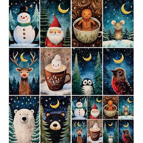 Christmas Animals Rice Paper, 8 x 10.5 inch (6pc) - Mulberry Paper for Decoupage Scrapbooking Cards Crafts by Craft Kreatively
