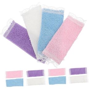 4pcs Dollhouse Miniature Bath Towels, 1:12 Scale Bathroom Accessories, Assorted Colors, Cloth and Lace, Perfect for Dollhouse Play and Decoration