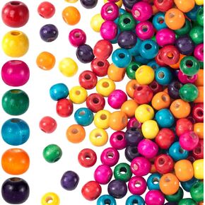 100pcs 9x10mm Wooden Beads for Crafts, Colorful Round Large Hole Wood Hair Bead, Lightweight Wooden Spacer Beads for Macrame Necklace Bracelet DIY Craft Handmade Decor
