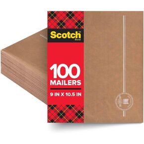 Scotch Curbside Recyclable Padded Mailers 100 Pack 10.5 x 9 in Similar impact protection to traditional bubble mailers (CR-2-1)