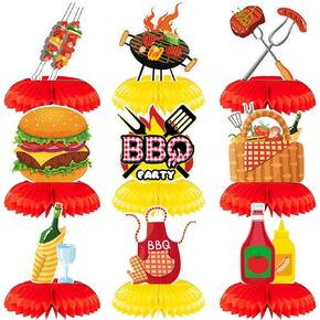 9 Pieces BBQ Party Decorations BBQ Baby Shower Table Centerpieces, Summer Picnic Decorations BBQ Birthday Party Decorations, BBQ Party Supplies, BBQ Centerpieces For Tables Gender Reveal
