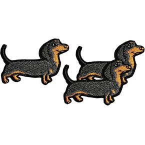 Dachshund Weiner Sausage Dog Cartoon Embroidered Sew on Patches Sticker Sewing Applique DIY Clothing T-Shirt Dress Hat Jeans Backpacks for Men Women Boys Girls (3 PCS)