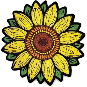 Sunflower Iron On Patch | Embroidered Cute Flower Sunflower Applique Appliques Iron On/Sew On Patches for Holes, Clothing, Jeans, Hat, Backpacks, Hats, Jackets, Clothes (Size, 3.5")