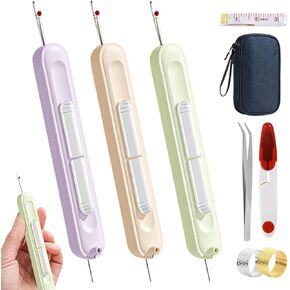 8pcs 2025 Upgradded 2-in-1 Automatic Needle Threader & Seam Ripper Kit, Knitting Craft Quilting Supplies, Stretchable Easy Remover Needle Threading Tool for Sewing Embroidery Stitch.