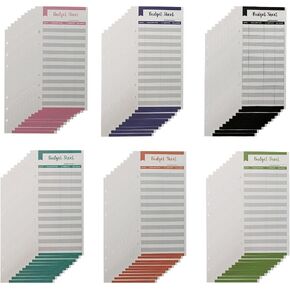 Set of 60PCS Budget Sheets for A6 Binder with Holes, 3.4 x 6.7 Inch Expense Tracker Budget Sheets Expense Budget Sheets for Cash Envelopes