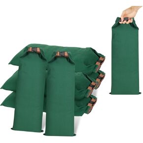 Ubamdom 6 PCS Flood Water Barrier Sand Bags, 11 x 28 Inches Home Flood Barrier, Thickened Sand Bags for Flooding, for Doors, Windows, Balconies, Garage Floors Flood (Green)