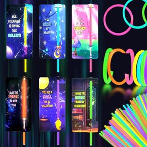 24 Pack Valentines Day Cards for Kids with 30 pcs Glow Sticks ، وبطاقات عيد الحب لبطاقات الهدايا في الفصل الدراسي ، وهدية تبادل عيد الحب للمدرسة ، و Favors Form